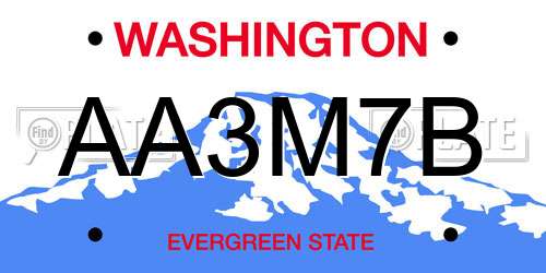 AA3M7B Washington License Plate