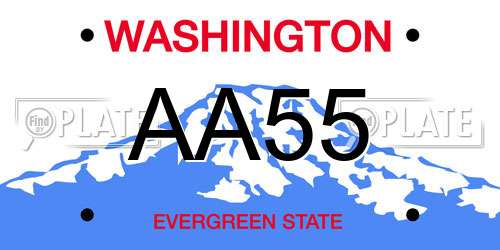 AA55 Washington License Plate