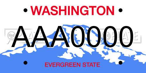 AAA0000 Washington License Plate