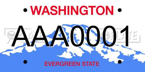 AAA0001 Washington License Plate