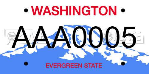AAA0005 Washington License Plate
