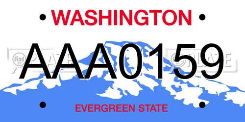 AAA0159 Washington License Plate