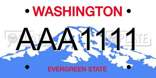 AAA1111 Washington License Plate