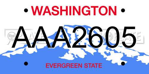 AAA2605 Washington License Plate