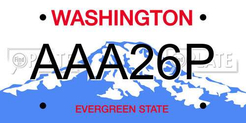 AAA26P Washington License Plate