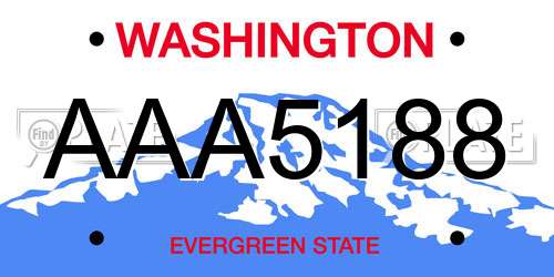 AAA5188 Washington License Plate