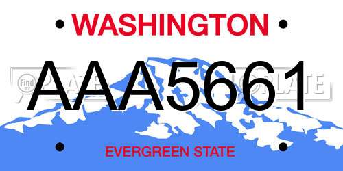 AAA5661 Washington License Plate
