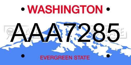 AAA7285 Washington License Plate