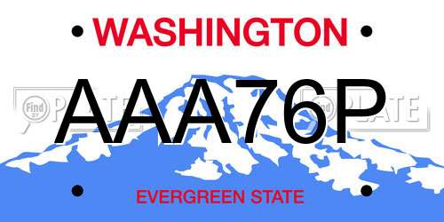 AAA76P Washington License Plate