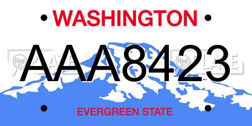 AAA8423 Washington License Plate