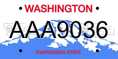 AAA9036 Washington License Plate