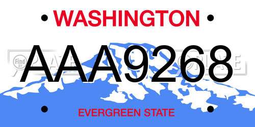 AAA9268 Washington License Plate