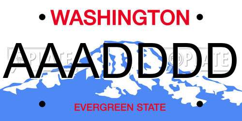 AAADDDD Washington License Plate