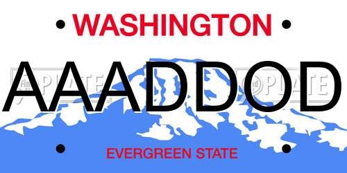 AAADDOD Washington License Plate