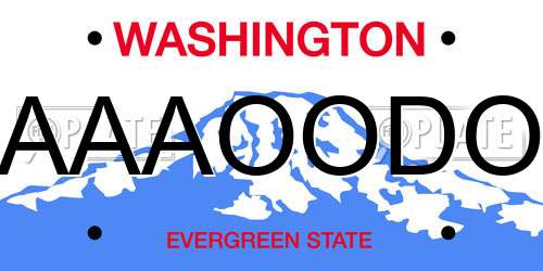 AAAOODO Washington License Plate