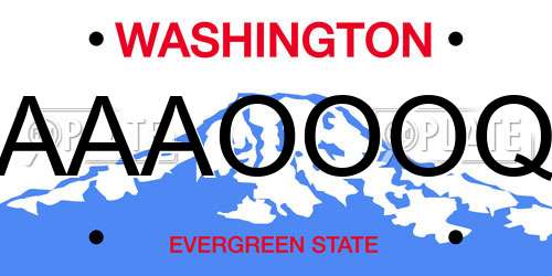 AAAOOOQ Washington License Plate