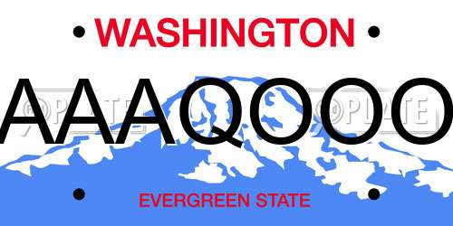 AAAQOOO Washington License Plate