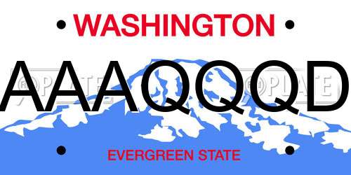 AAAQQQD Washington License Plate