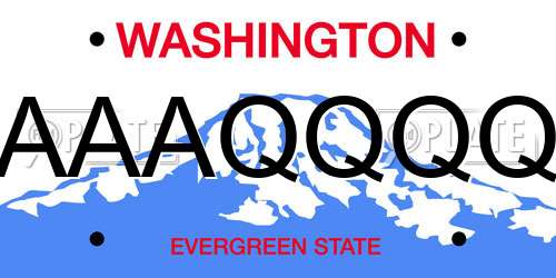 AAAQQQQ Washington License Plate