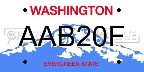 AAB20F Washington License Plate