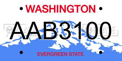 AAB3100 Washington License Plate