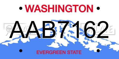 AAB7162 Washington License Plate