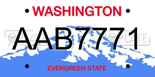AAB7771 Washington License Plate