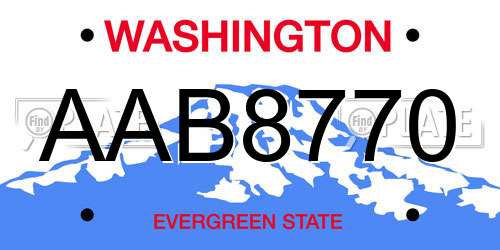 AAB8770 Washington License Plate