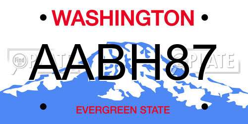 AABH87 Washington License Plate