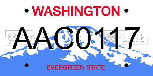 AAC0117 Washington License Plate