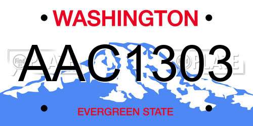 AAC1303 Washington License Plate