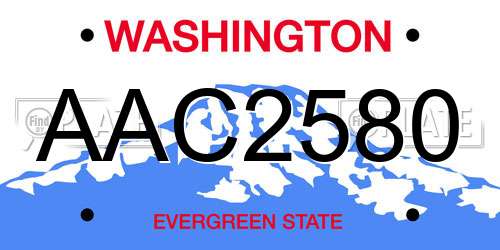 AAC2580 Washington License Plate