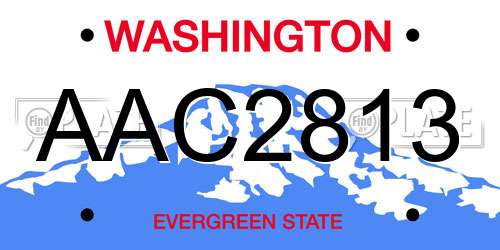 AAC2813 Washington License Plate