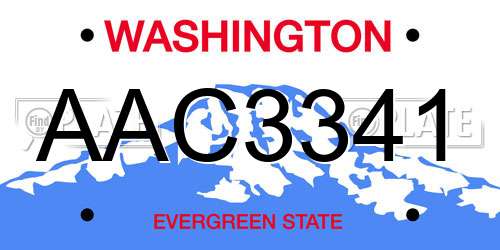 AAC3341 Washington License Plate