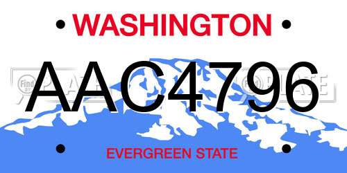 AAC4796 Washington License Plate