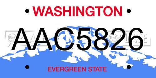 AAC5826 Washington License Plate