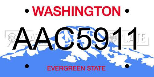 AAC5911 Washington License Plate