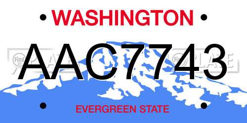 AAC7743 Washington License Plate