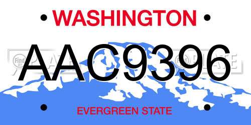 AAC9396 Washington License Plate