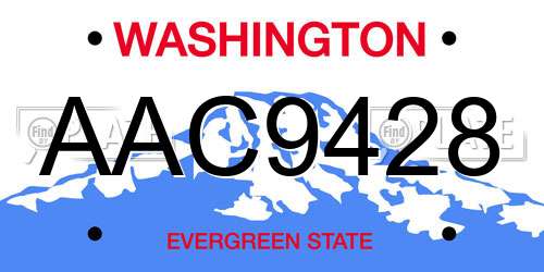 AAC9428 Washington License Plate