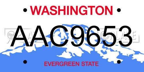 AAC9653 Washington License Plate