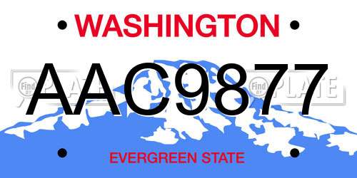 AAC9877 Washington License Plate