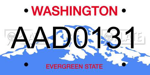 AAD0131 Washington License Plate