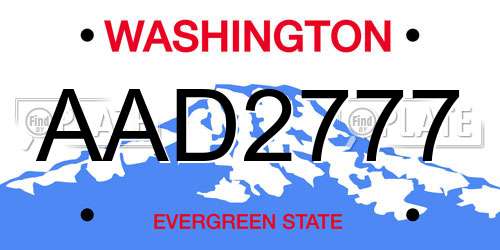 AAD2777 Washington License Plate