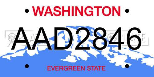 AAD2846 Washington License Plate