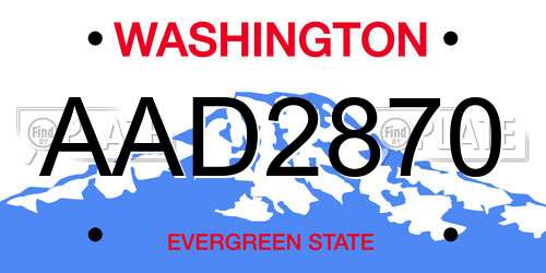 AAD2870 Washington License Plate