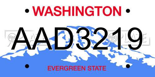 AAD3219 Washington License Plate