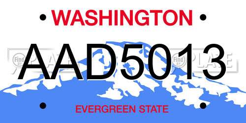 AAD5013 Washington License Plate