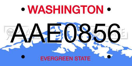 AAE0856 Washington License Plate