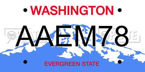 AAEM78 Washington License Plate